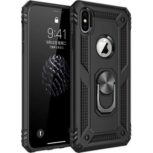 Apple iPhone Xs Max 6.5 Kılıf Ultra Koruyan Yüzüklü Tank Stand Olan Mıknatıslı Voyotank
