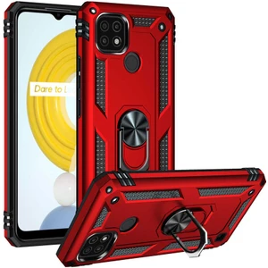 Realme C21 Kılıf Ultra Koruyan Yüzüklü Tank Stand Olan Mıknatıslı Voyotank