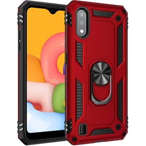 Samsung Galaxy A01 Kılıf Ultra Koruyan Yüzüklü Tank Stand Olan Mıknatıslı Voyotank