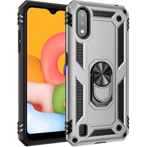 Samsung Galaxy A01 Kılıf Ultra Koruyan Yüzüklü Tank Stand Olan Mıknatıslı Voyotank