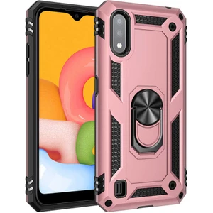 Samsung Galaxy A01 Kılıf Ultra Koruyan Yüzüklü Tank Stand Olan Mıknatıslı Voyotank