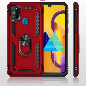 Samsung Galaxy M21 Kılıf Ultra Koruyan Yüzüklü Tank Stand Olan Mıknatıslı Voyotank