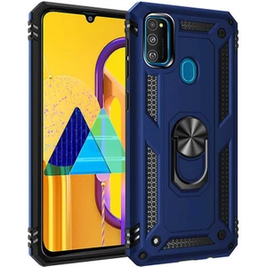 Samsung Galaxy M21 Kılıf Ultra Koruyan Yüzüklü Tank Stand Olan Mıknatıslı Voyotank
