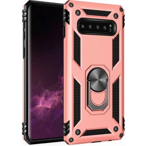 Samsung Galaxy S10 Plus Kılıf Ultra Koruyan Yüzüklü Tank Stand Olan Mıknatıslı Voyotank