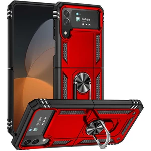 Samsung Galaxy Z Flip 4 Kılıf Ultra Koruyan Yüzüklü Tank Stand Olan Mıknatıslı Voyotank