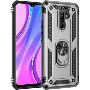 Xiaomi Redmi 9 Kılıf Ultra Koruyan Yüzüklü Tank Stand Olan Mıknatıslı Voyotank