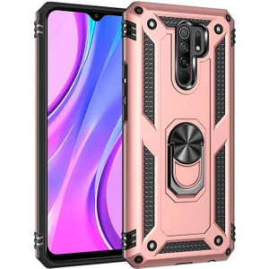 Xiaomi Redmi 9 Kılıf Ultra Koruyan Yüzüklü Tank Stand Olan Mıknatıslı Voyotank