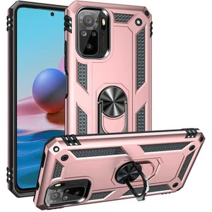 Xiaomi Redmi Note 10 Kılıf Ultra Koruyan Yüzüklü Tank Stand Olan Mıknatıslı Voyotank