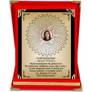 Yüksel 34 Öğretmen Plaketi Öğretmene Resimli Yıldız Plaket  Kadife Kutulu Plaket 15 x 20 cm