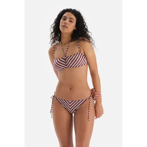 Bordo-Ekru Straplez Bikini Üst