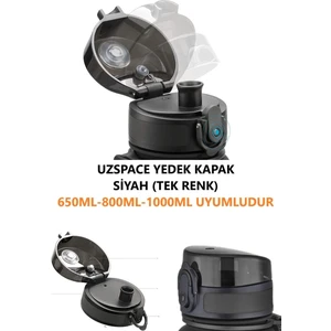 650-800-1000ML -Uyumlu Yedek Kapak  --Sadece Uzspace ile Uyumludur--Tek Renk Siyah-