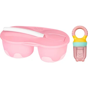 Wee Baby Iki Hazneli Mama Kabı Seti Pembe + Meyve Süzgeci Pembe