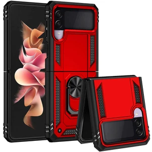 Samsung Galaxy Z Flip 3 Kılıf Ultra Koruyan Yüzüklü Tank Stand Olan Mıknatıslı Voyotank