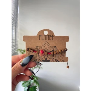 Planet Butik Kırmızı Boncuk Seramik Detaylı Unisex Otantik Bileklik