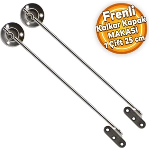 Kalkar Kapak Makası Frenli Dolap Çekmece Metal 25 cm Sessiz Açma Kapama Amortisör Piston Nikel Bar (1 Çift)