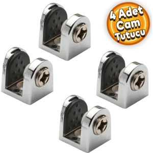Tırnak Metal Cam Raf Tutucu Cam Etejer Menteşesi Krom Metal Vidalı 8 mm (4 Adet)