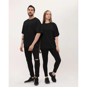 giyadda Unisex Siyah Oversize Bol Kalıp Basic T-Shirt (Sevgili Çift Kombini Tavsiyesi)
