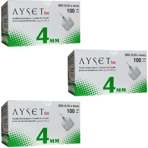 Fine 32G (0,23 x 4mm) Insülin Kalem Iğnesi 100LÜ 3 Kutu 300 Adet
