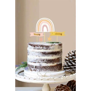 Le Mabelle Çok Renkli  Gökkuşağı Yıldız Happy Birthday Kürdan Set