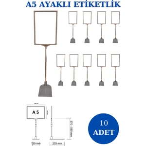 İstanbul Manken 10 Adet Gri A5 Ayaklı Etiketlik Sepet Etiketi Çerçeveli Etiketlik Eşek Askılık Etiketi