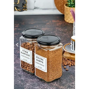 Fbz Home 2'li Filtre Kahve & Türk Kahvesi Saklama Kabı 850 ml Cam Kavanoz