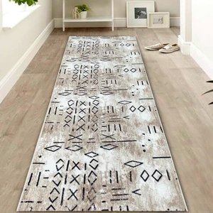 Yıkanabilir Kaymaz Taban Kesme Yolluk Halı Desen 1017 Bej 150 x 100 cm