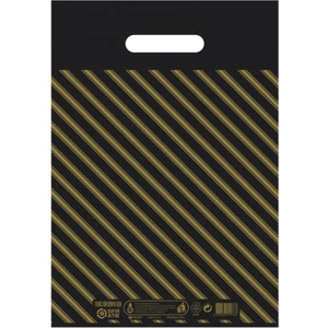 Desenli Siyah Plastik Alışveriş Torbası - 33x45 cm, Su Geçirmez ve Hafif Tasarım Özellikleriyle