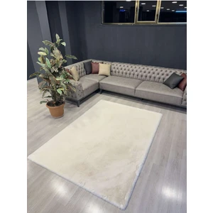 Extra Carpet Modern Tavşan Tüyü Yumuşacık Tüy Dökmez Peluş Halı Krem