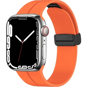 Heptek İletişim Apple Watch Seri 2/3/4/5/6/7/8/se 42/44/45MM Magnetic Tokalı A+ Kalite Sport Silikon Kordon (Krd-84)