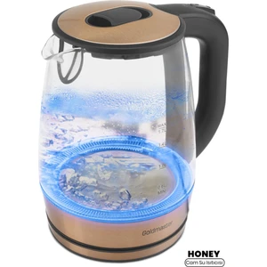 Honey Rose Gold Paslanmaz Çelik 2200 Watt 1.7 Litre Işıklı Cam Kettle Su Isıtıcı