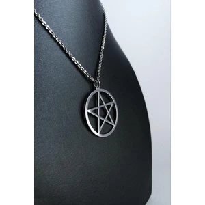 Herşey Nota Yuvarlak Pentagram Çelik Kolye
