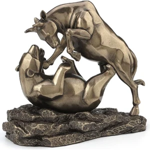 Wild Collection Bronz Renk Ayı ve Boğa Figürü 19CM