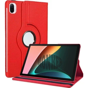 Xiaomi Mi Pad 5 11 Inç Uyumlu Kırmızı Tablet Kılıfı Dönebilen Standlı Suni Deri