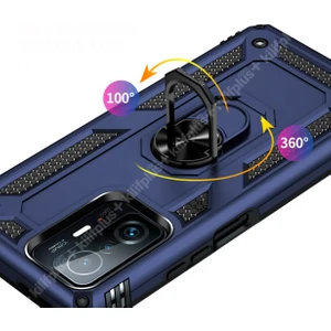 Xiaomi Mi 11T 5g Kılıf Ultra Koruyan Yüzüklü Tank Stand Olan Mıknatıslı Voyotank