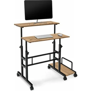 Yükseklik Ayarlı Bilgisayar/laptop ve Çalışma Masası - Atlantik Çam 80X60 (Tekerli ve Kasalıklı)