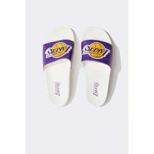 Kadın NBA Los Angeles Lakers Düz Taban Tek Bantlı Suni Deri Terlik X1509AZ22SM