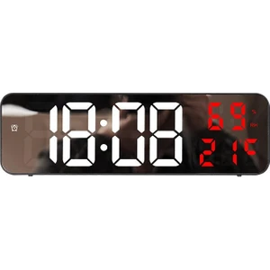 Nem Ölçer Dereceli LED Duvar ve Masa Alarm Saati Kırmızı