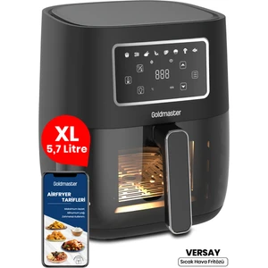 Versay 1700W Xl Dokunmatik 8 Ön Ayarlı Cam Kapaklı Hazne Aydınlatmalı Airfryer Sıcak Hava Fritözü