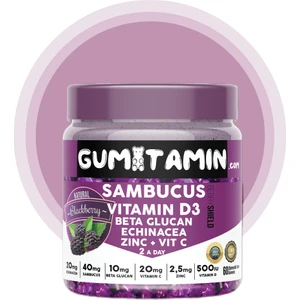 Sambucus Multivitamin Karamürver, Vitamin C+D3, Çinko, Beta Glukan Doğal Böğürtlen Aromalı