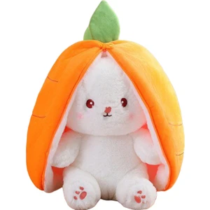 Tavşan Peluş Oyuncak, Uzun Kulaklı Yumuşak Karikatür Süsü, Fermuar, Sevimli Uyuyan 25 cm Portakal (Yurt Dışından)