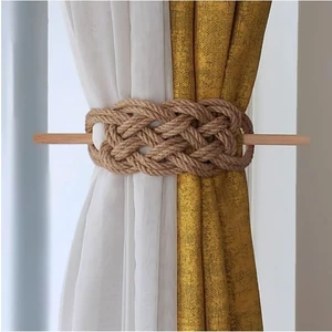 Emtory Home 2 Adet  Bohem Jüt Halat Perde Bağı, Perde Bağlama, Perde Süsü, Fon Perde Tutacağı, Perde Aksesuarı, Perde Bağı