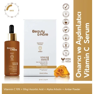 Amber Venüs Shine Onarıcı ve Aydınlatıcı Vitamin C Serum 30 ml Vit C 10%+ Ethyl Ascorbic Acid + Alpha Arbutin + Amber Powder