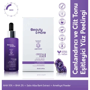 Ametist Crystal Pure Canlandırıcı ve Cilt Tonu Eşitleyici Yüz Peeling Serumu 30 ml AHA 10% + BHA 2%+ Salix Alba Bark Extract+ Ametist Powder