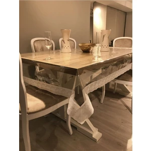 Pvc Dantelli | 0.40MM | Şeffaf Pvc Masa ve Masa Örtüsü Koruyucu | Ince Masa Pedi | Şeffaf Muşamba