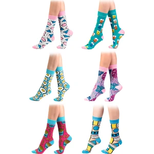Ozzy Socks 6' Lı Organik Pamuklu Dikişsiz Kadın Çok Renkli Desenli Çorap