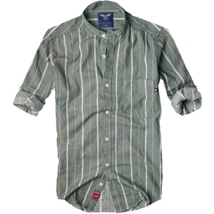 Alaska The Last Frontier Slim Fit %100 Pamuk Kumaş Hakim Yaka  Uzun Kol  Gömlek-Çizgili Haki-