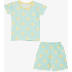 Girls & Boys Erkek Bebek Şortlu Pijama Takımı Tenis Topu Desenli 9 Ay-3 Yaş, Su Yeşili
