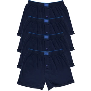 4'lü Erkek Penye Havlu Bel Düz Boxer Abani Classic Lacivert