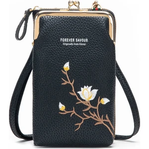 Swico Remado Kadın Vintage Çiçek Nakış Çapraz Telefon Çantası (Yurt Dışından)