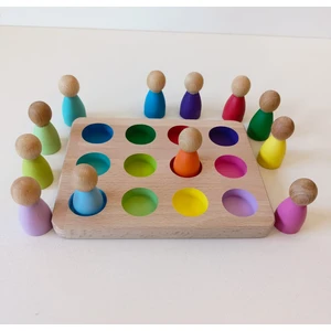 Peg Bebek ve Tabla Eşleştirme Insan Figürleri (Waldorf) - 12 Renk